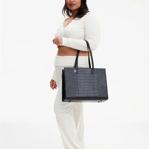 Beis The Work Tote 
in Black Croc